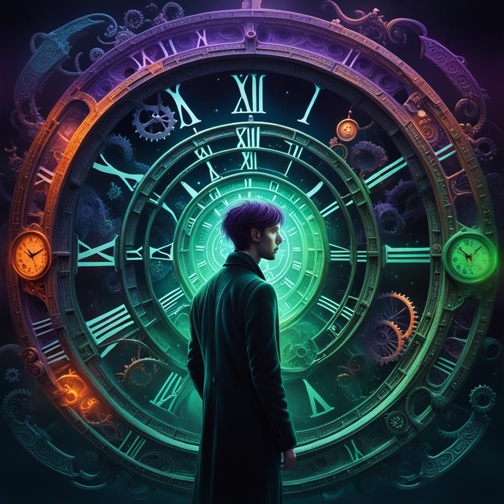 Person in Time Loop: Surreal Abstract Expressionism