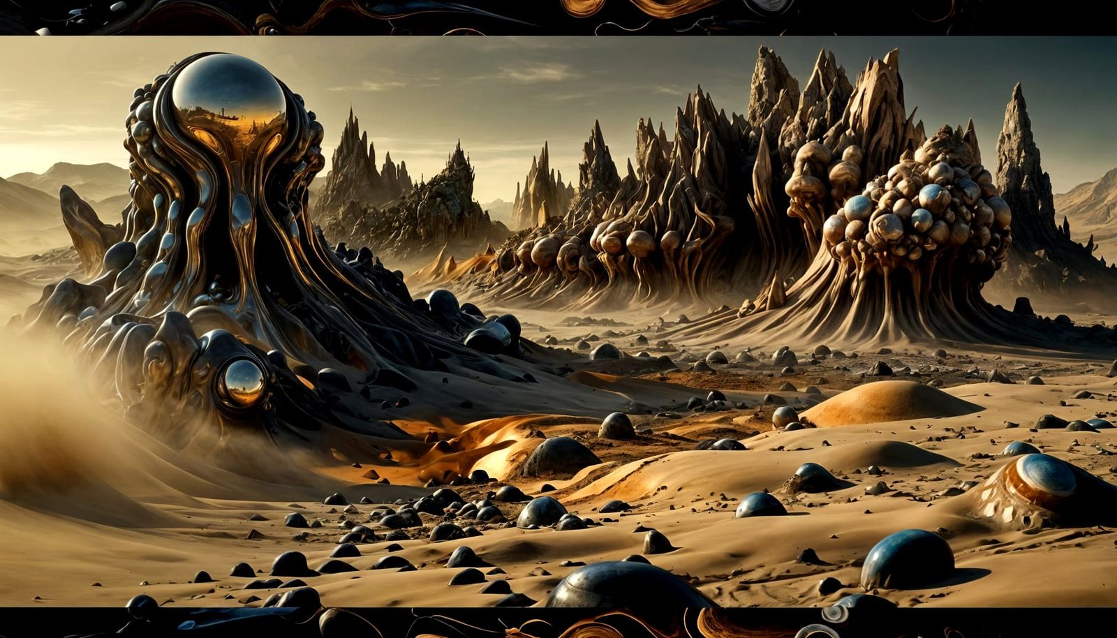 Biomorphic Seascape with Towering Structure