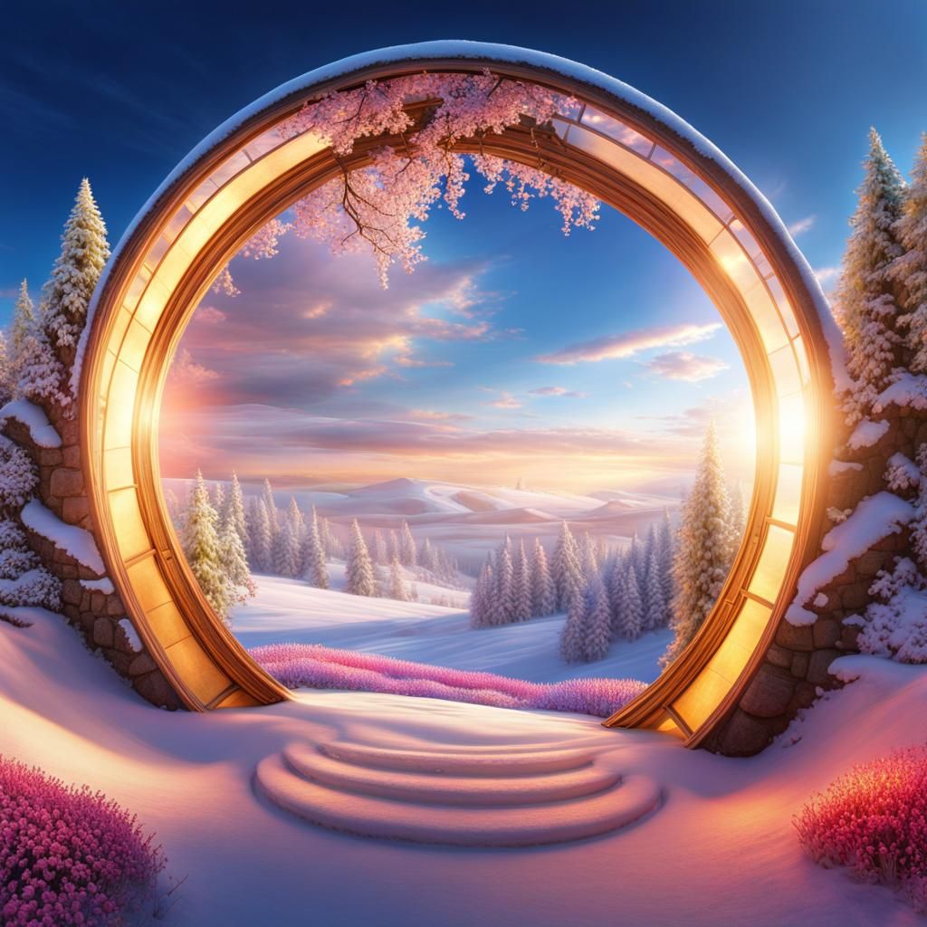 Fantasy Portal Between Winter and Spring