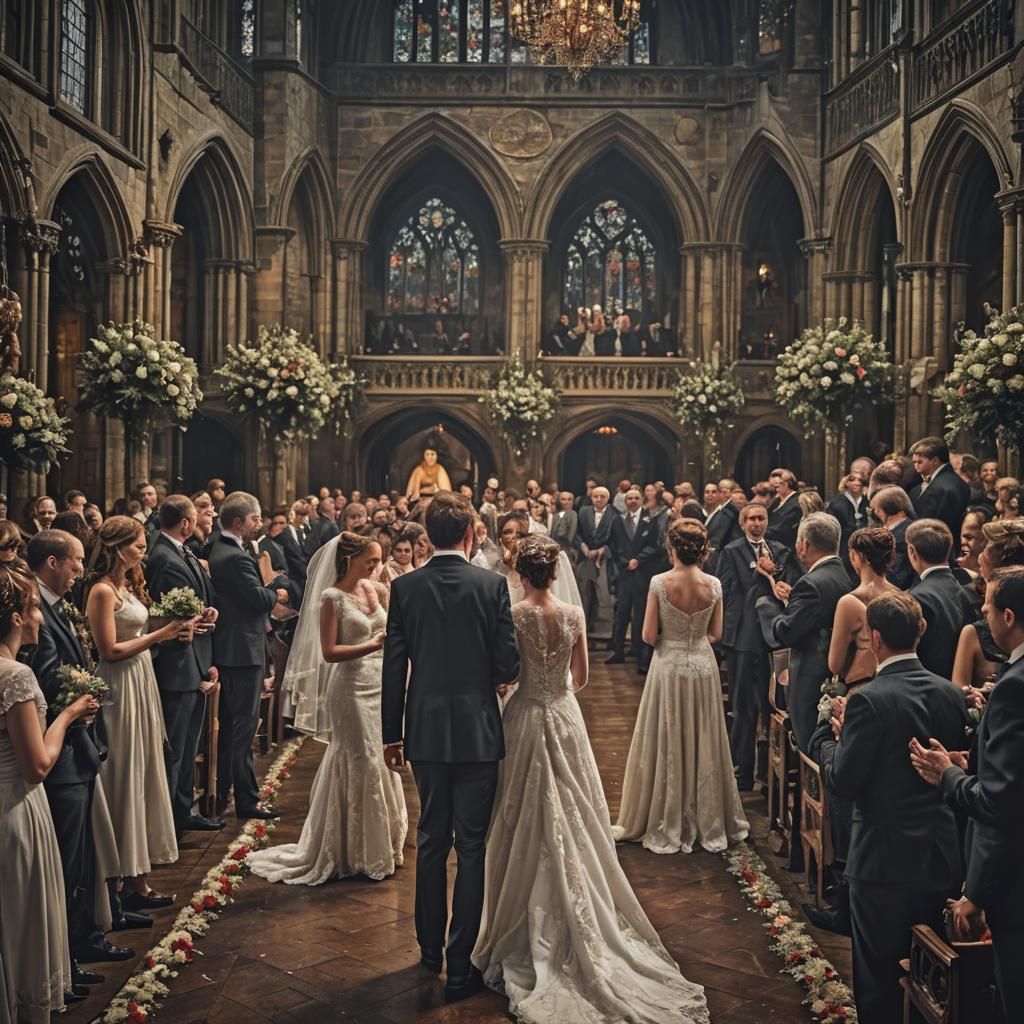 Edward Monkton Style Wedding Scene in HDR