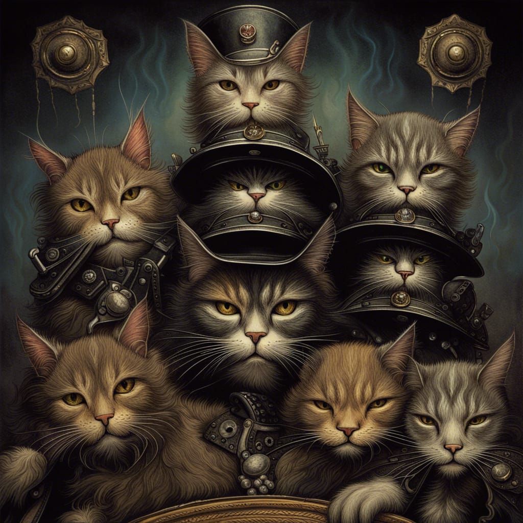 Motorhead Album Cover with Cats in Horror Style