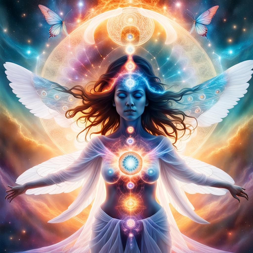 Ethereal Angel in Sacred Geometry