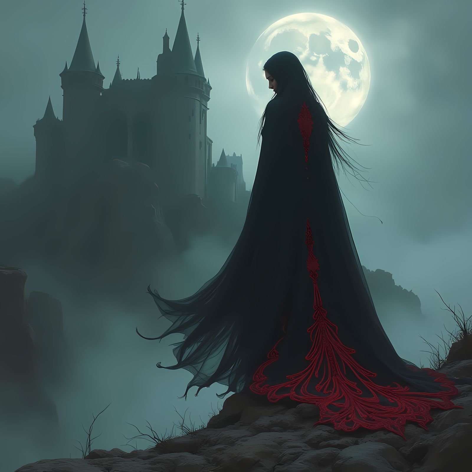 Imposing Fantasy Villain in Dark Epic Style