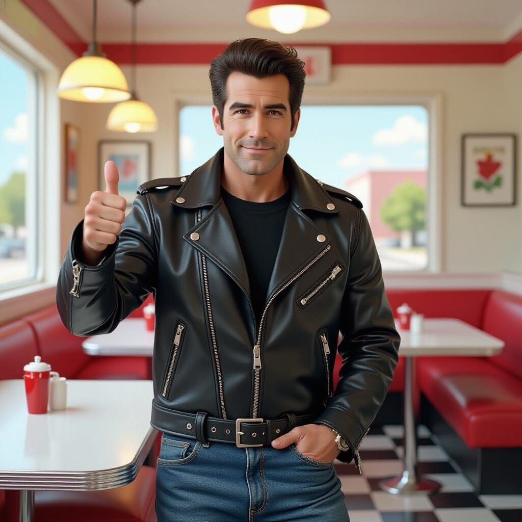 The Fonz in 50s Diner, Murakami and Lee Style