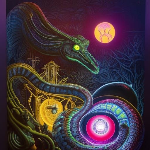 Biopunk Cobra in Dark Concept Art Style