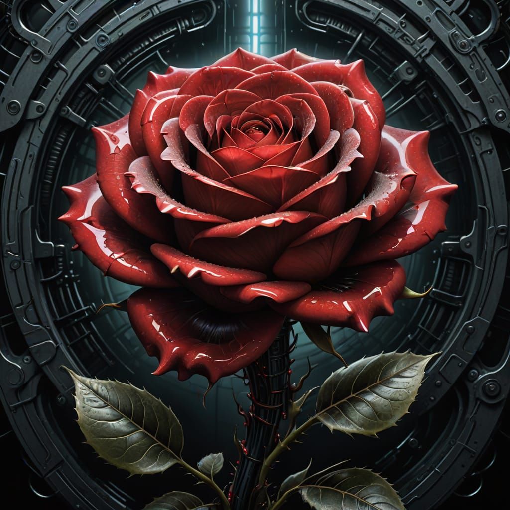 Ethereal Rose in Dark Futuristic Hues