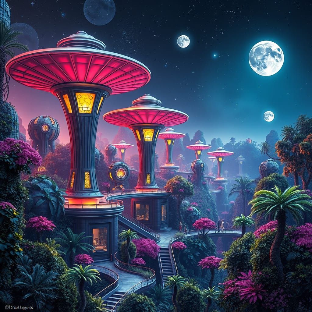 Sleek Futuristic Habitat Amidst Vibrant Forest Landscape