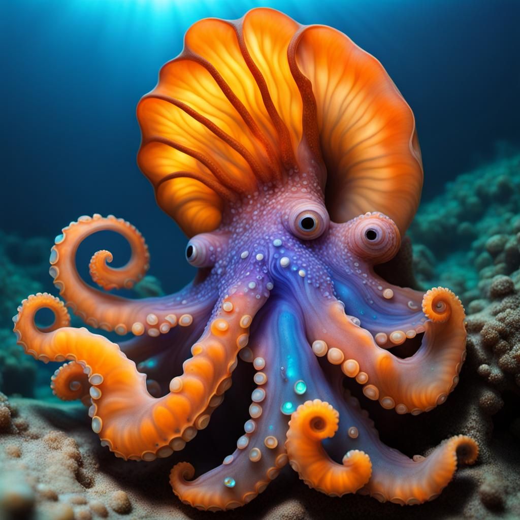 Underwater Octopus Garden with Nudibranch and Gems