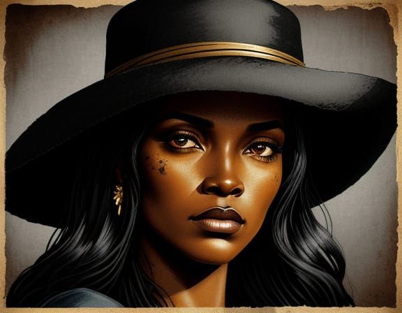 Black Woman Criminal in Vintage Western Film Poster Style