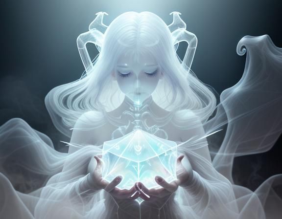 Crystalline Demon Materializing in Smoke: Ghostly Art