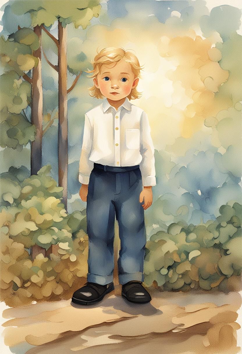 Orthodox Child Portrait in Children's Book Illustration Styl...