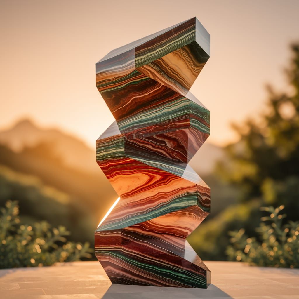 Ethereal Marble Sculpture in Golden Light