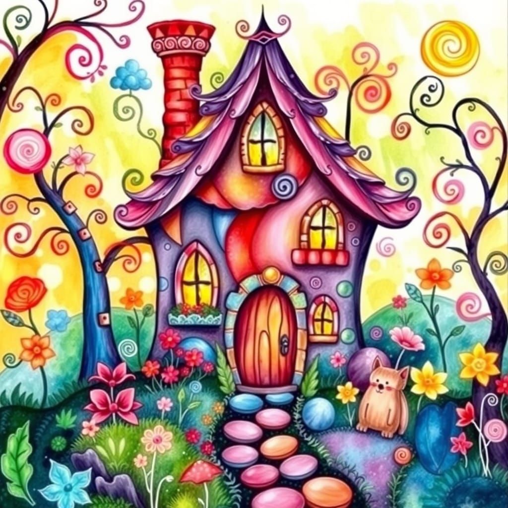 Vibrant Woodland Cottage in Candyland Style