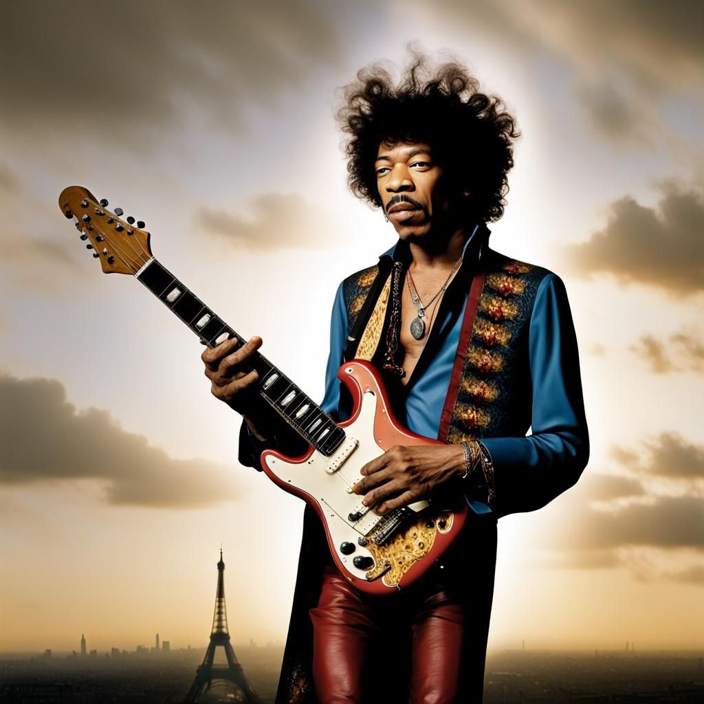 Musician Plays Guitar on Zeppelin Over Paris