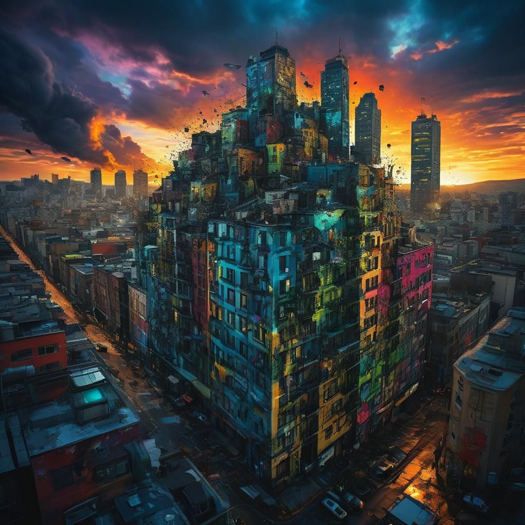 Nephilim Over City Streets in Surreal Street Art