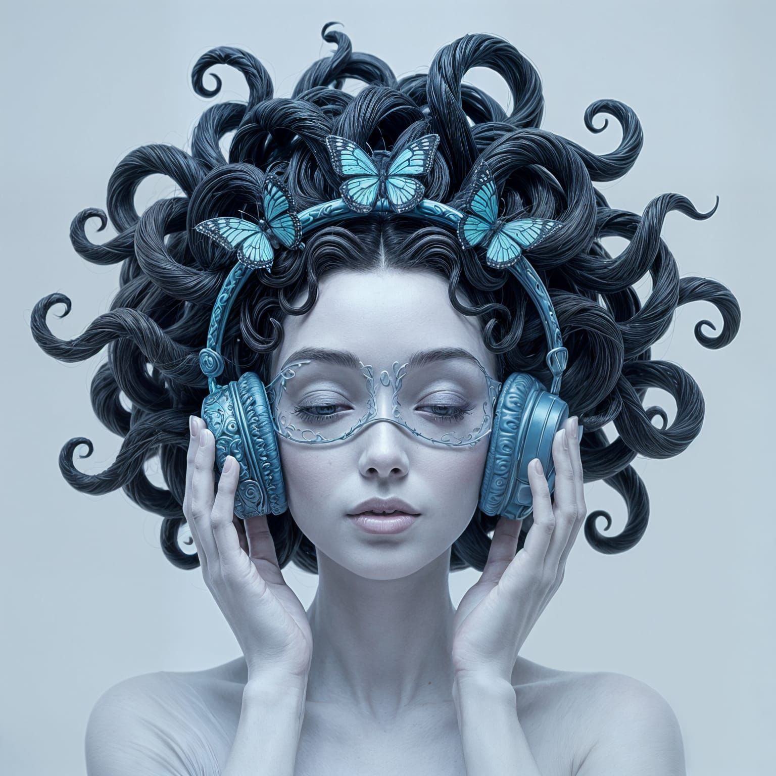 Ethereal Woman with Medusa Hair in 3D Digital Art