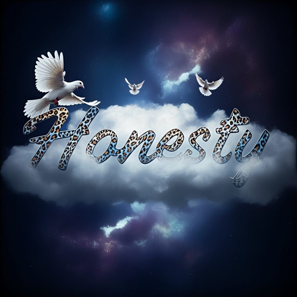 Whimsical White Leopard Prints Surround Honesty in a Puffy B...