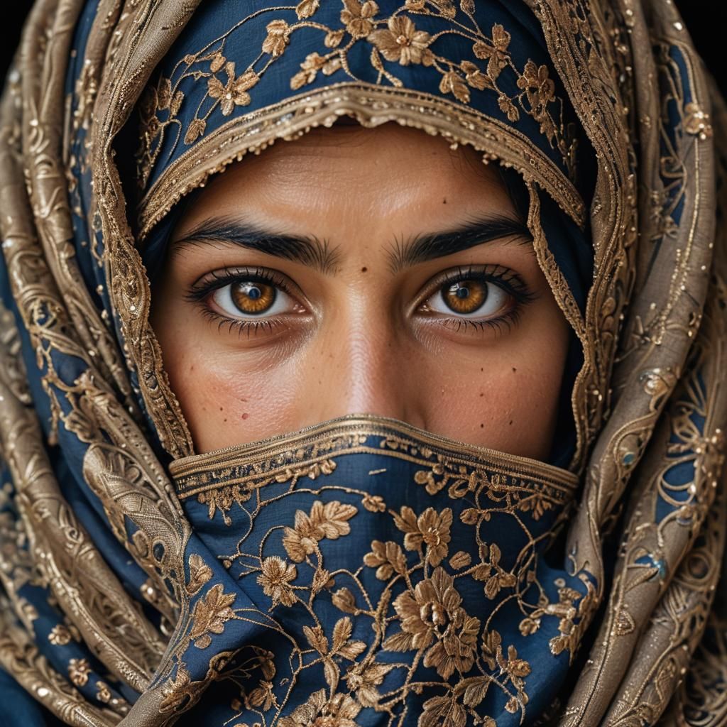 Afghan Woman Portrait with Niqab, Contemporary Photography