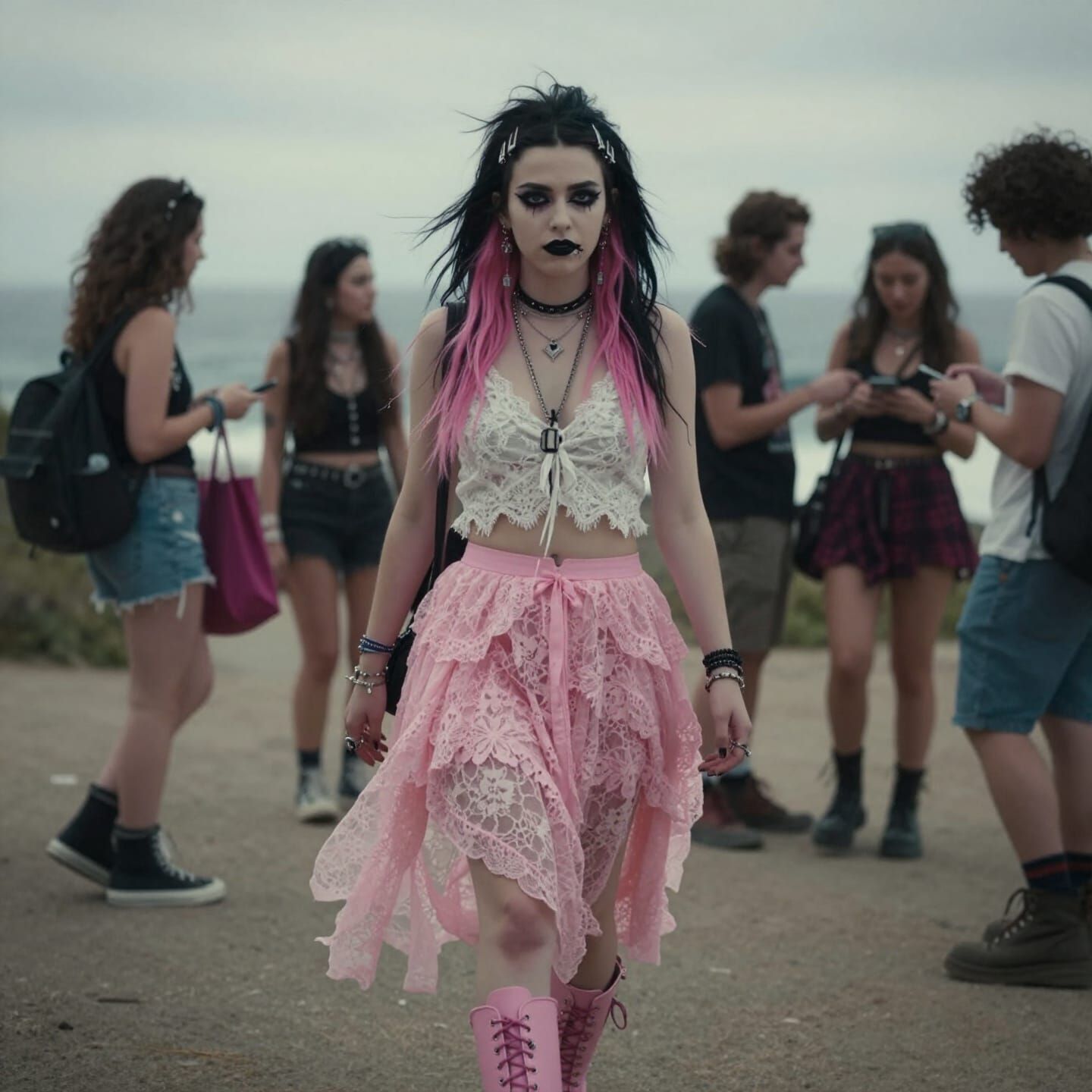 Punk Girl on Catalina Island in Cinematic Style
