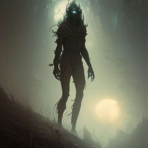 Skinwalker in Dark Fantasy Art Nouveau Style