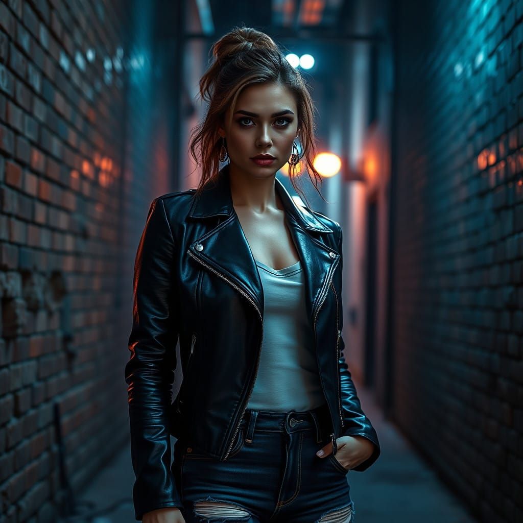 Fierce Urban Icon in Futuristic Noir Style