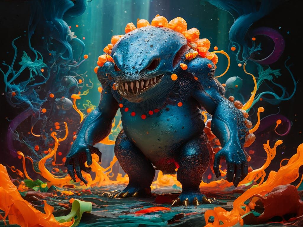 Abstract Andromorph in Fluid Acrylic Style