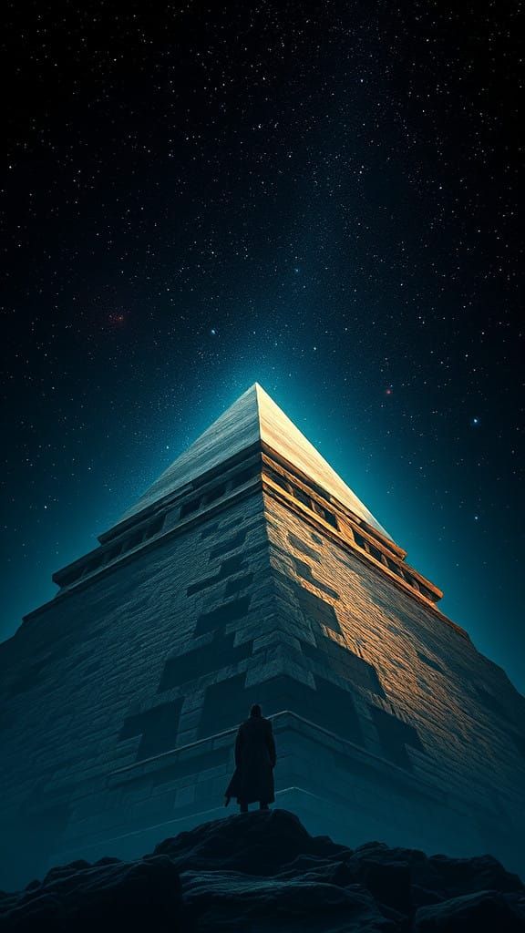Ancient Pyramid Under Starry Skies