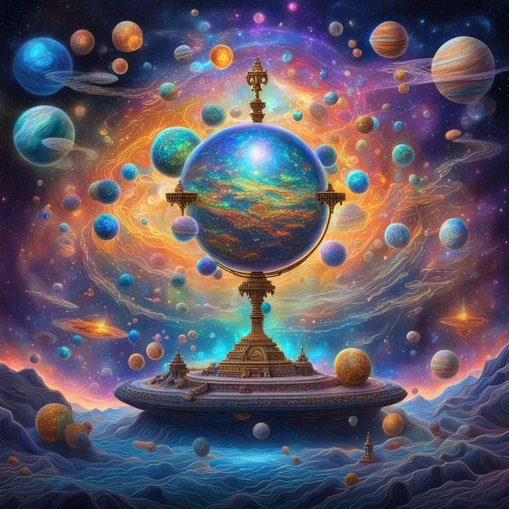 Holographic Cosmic Illustration in Mixed Media