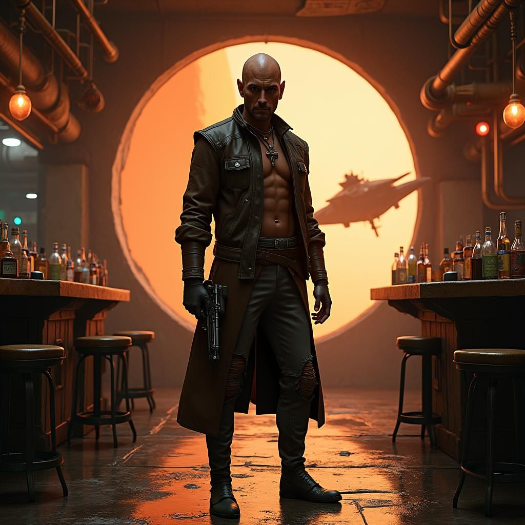 Devaronian Smuggler in Cantina: Matte Painting Style