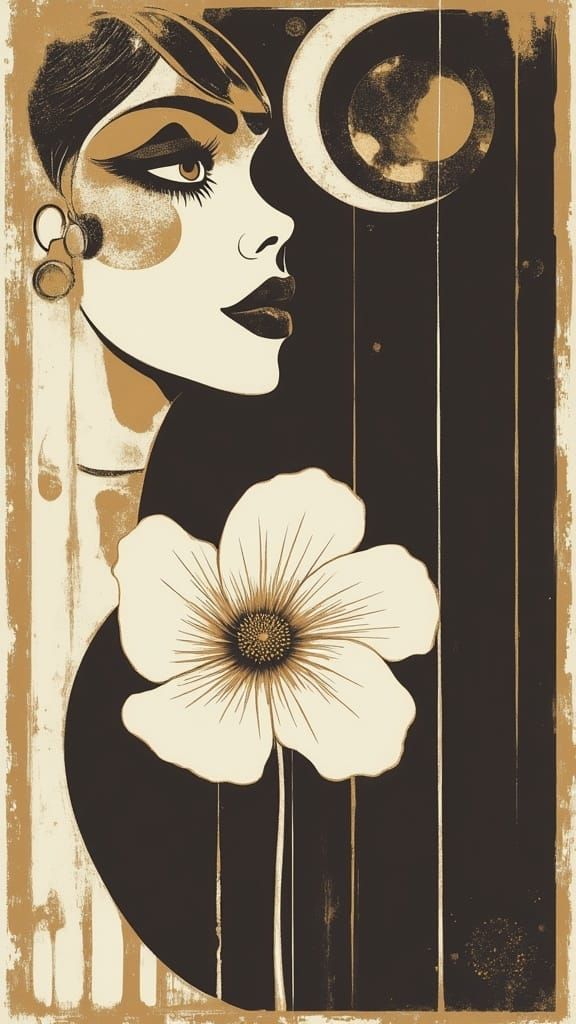 1920s Style Art Deco Garden of Golden Beauty