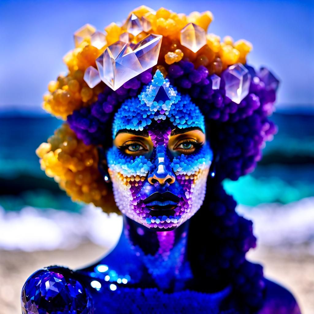 Crystalline Woman Portrait in Surreal Style
