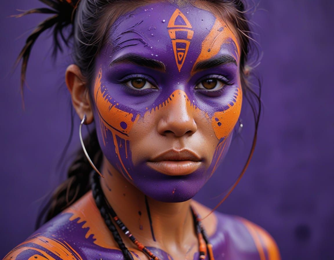 Amazonian Tribal Warrior in Vibrant Skagen-Inspired Portrait
