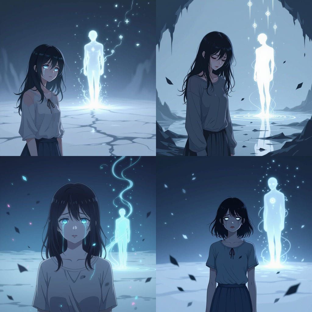 Anime Style Portrait of a Broken Woman and a Faint Man