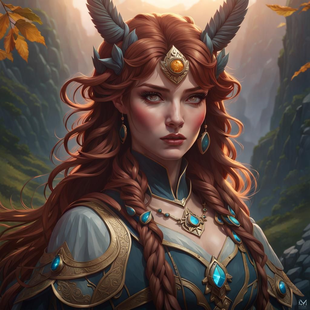 Detailed Portrait with Misty Mountain Backdrop