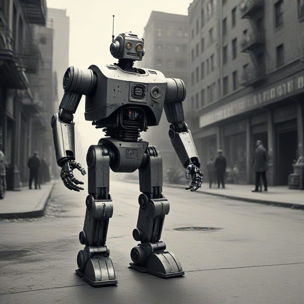 Vintage 1950s Robot Matte Painting