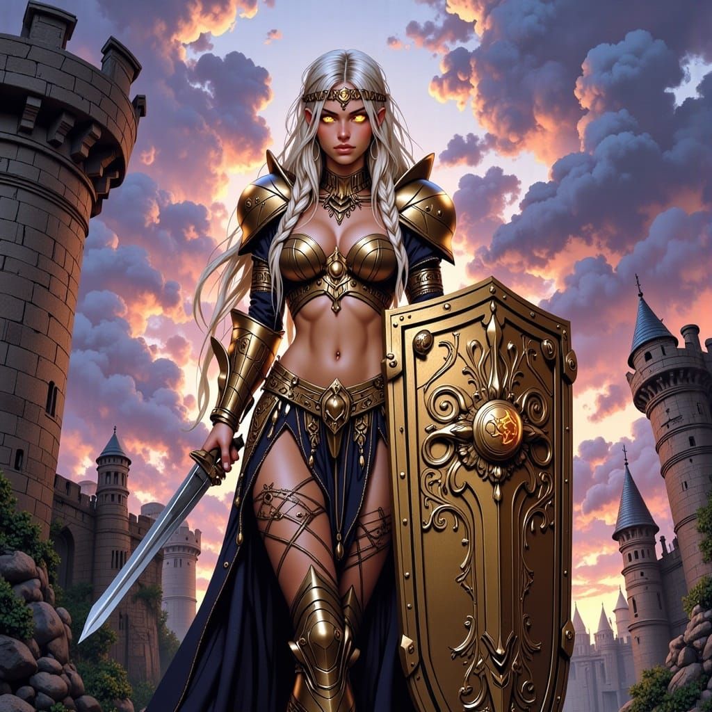 Armored Sentinel in Anime Style Digital Drawing