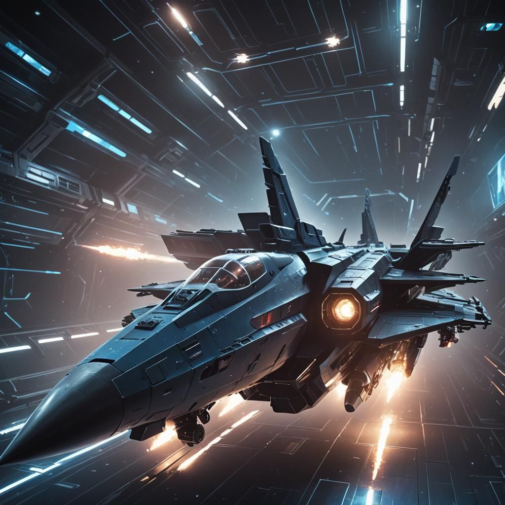 Futuristic Military Cruiser in Space Concept Art