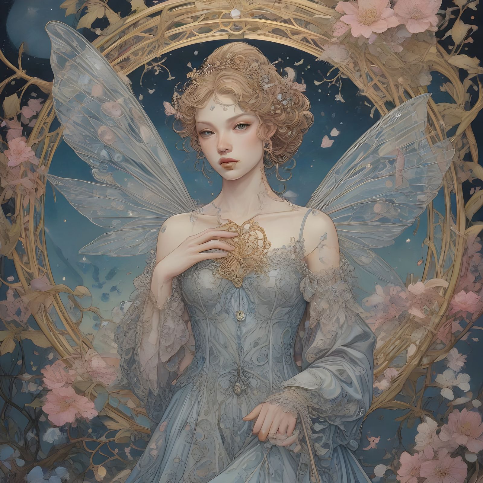 Golden Fairy in Delicate, Twinkling Setting