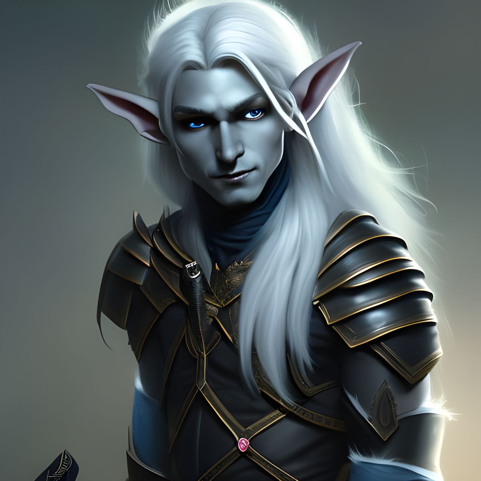 Drow Elf Rogue Portrait in Hyperdetailed Style