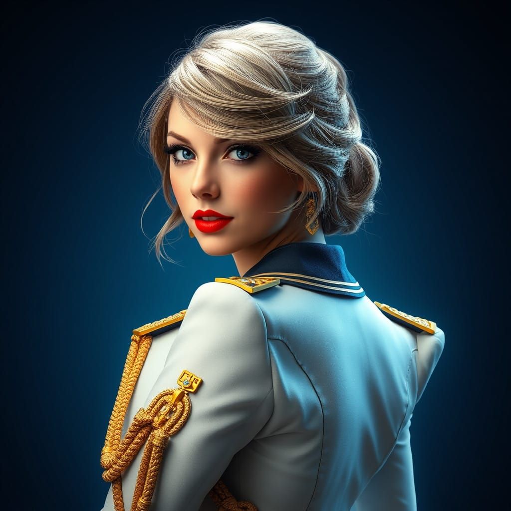 Surreal Pop Star in Formal Naval Attire