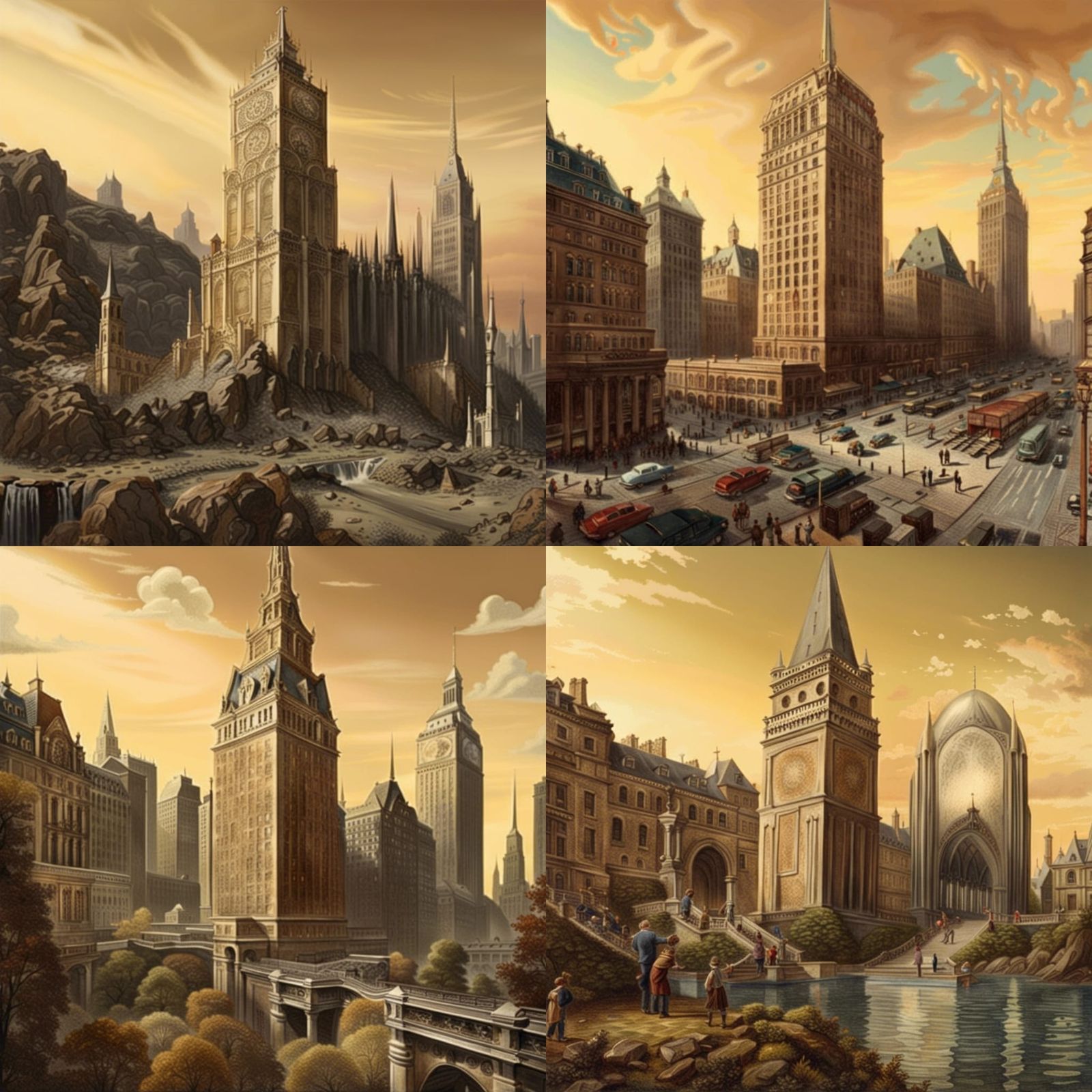 Op-Art optical illusion surrealist world landscape with impo...