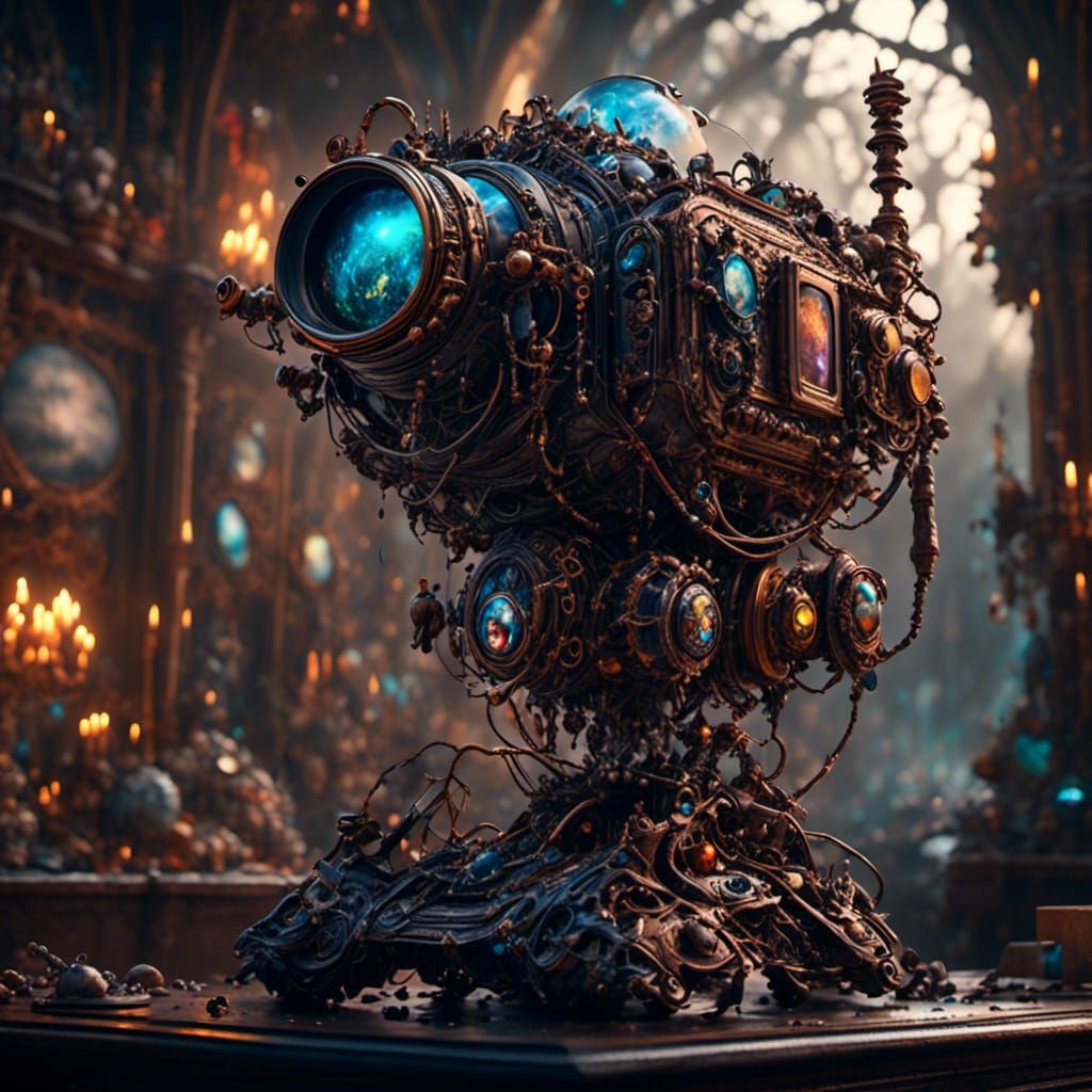 Futuristic Tech-Punk Camera, Detailed Digital Art