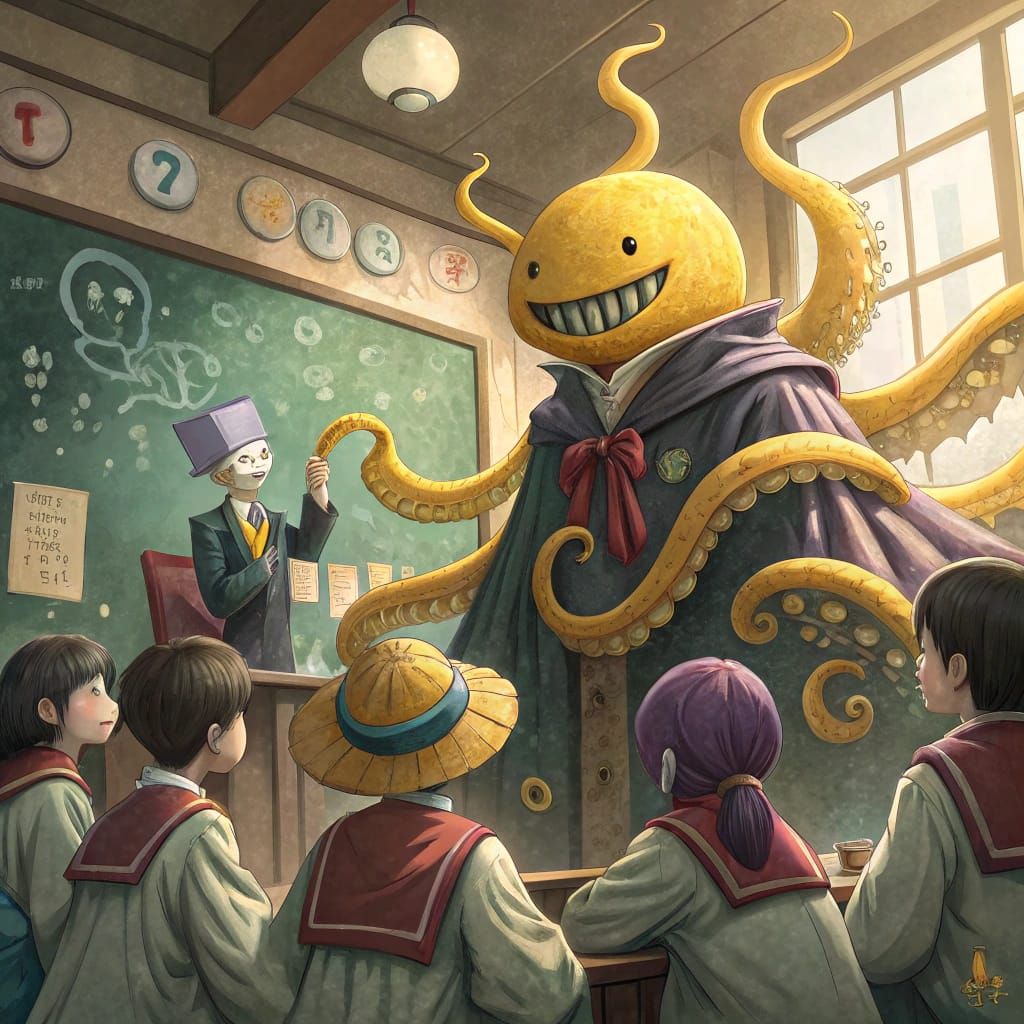 Quirky Students of Assassination Classroom Surround Their Un...