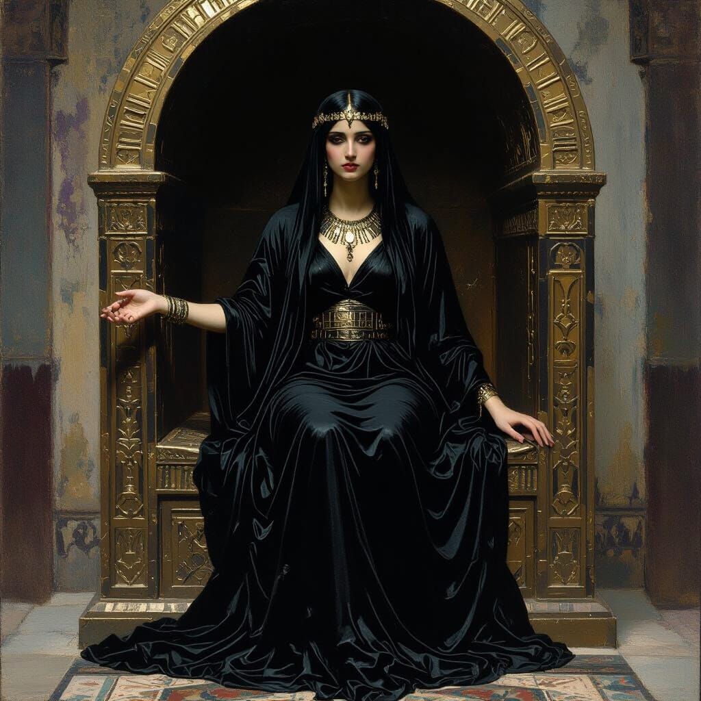 Isis in Sarcophagus Chamber as Romantic Era Painting