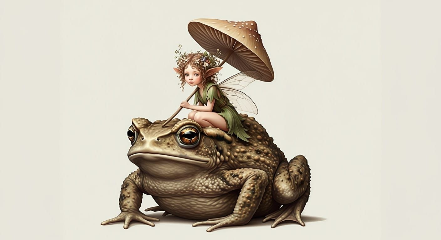Whimsical Fairy and Toad in Enchanted Harmony