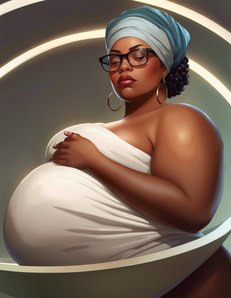 Serene Pregnant Woman Portrait in Hyperdetailed Style