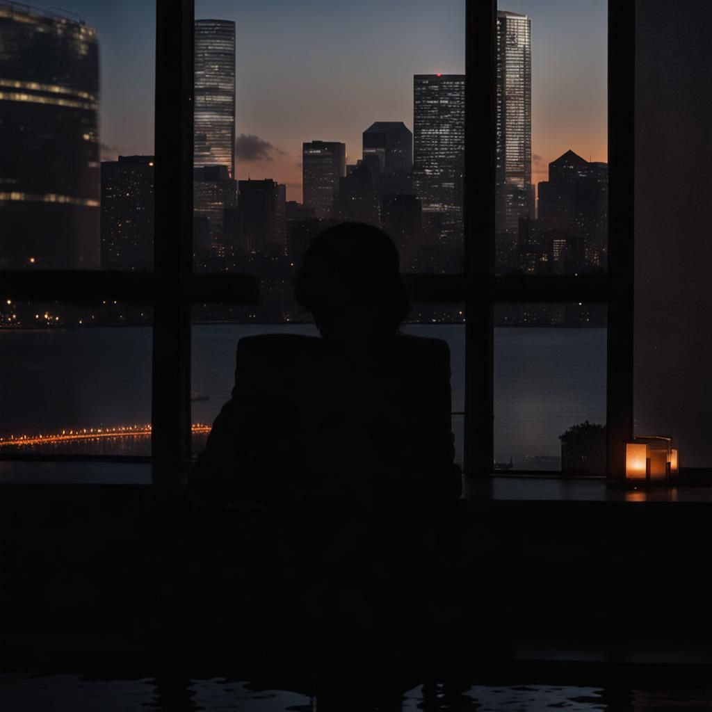 Cityscape Reflection at Sunset