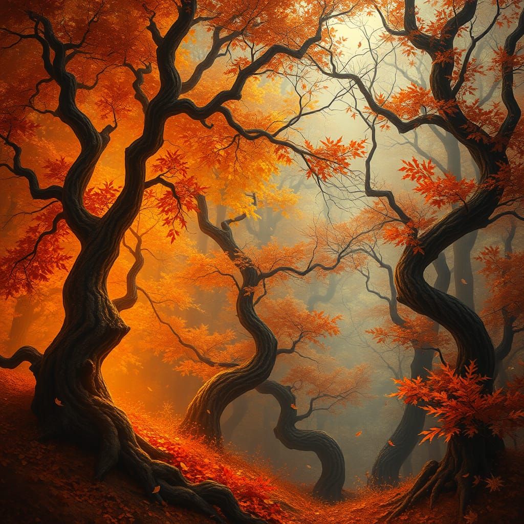 Cosmic Autumn Dreamscape in Vibrant, Ethereal Style