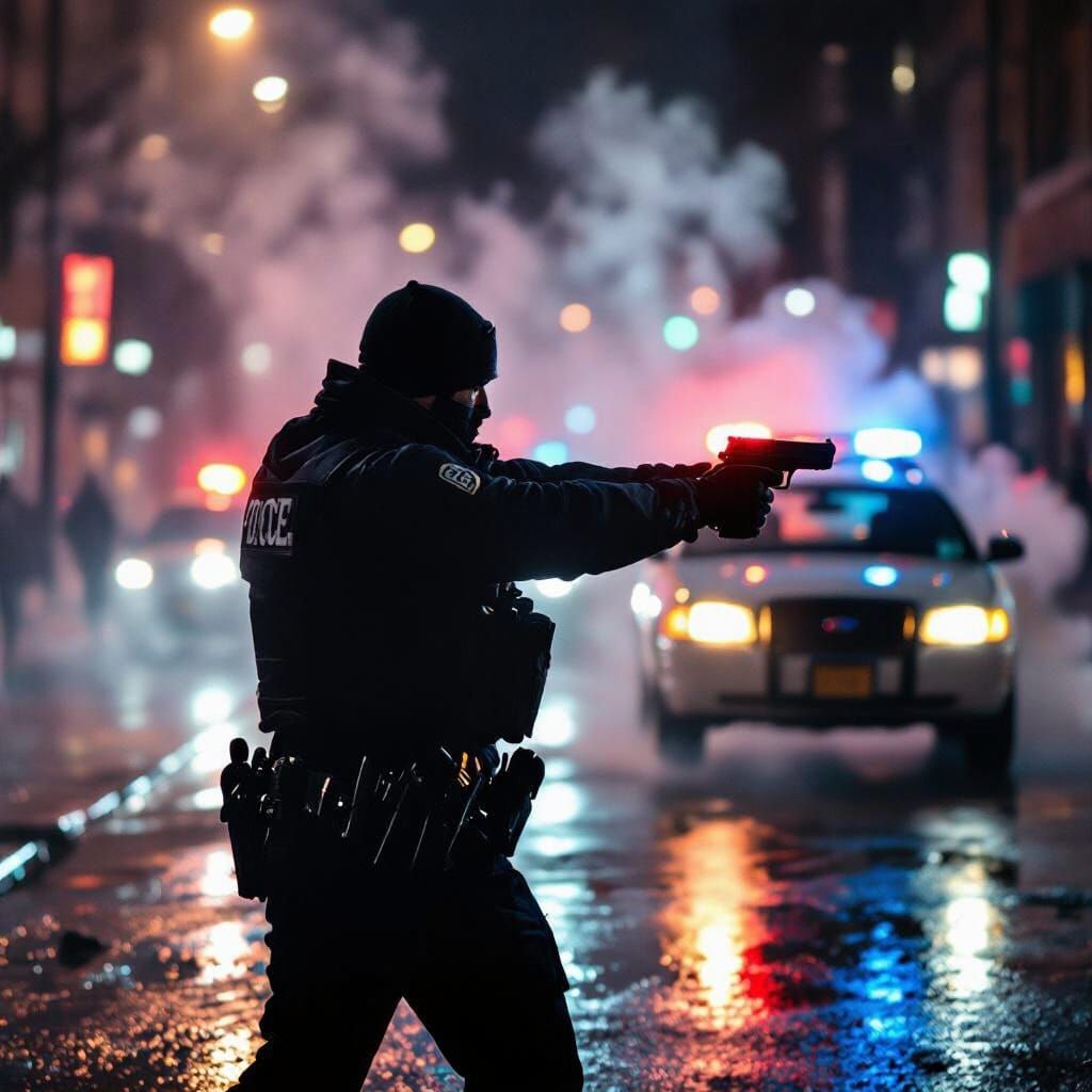 Undercover Cop in Rain-Soaked Street Standoff