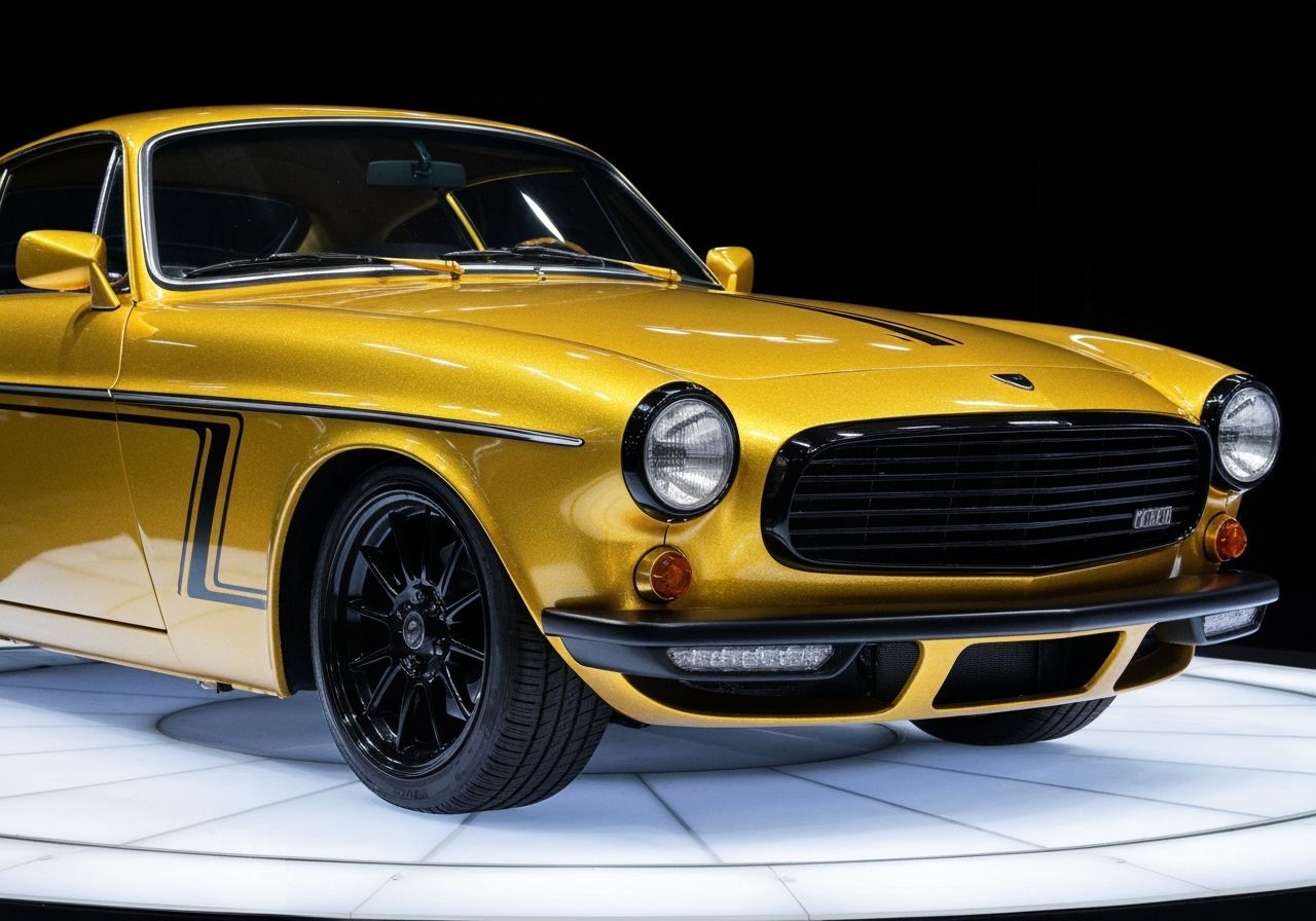 Gold 1970 Volvo 180E Restomod in Modernist Style